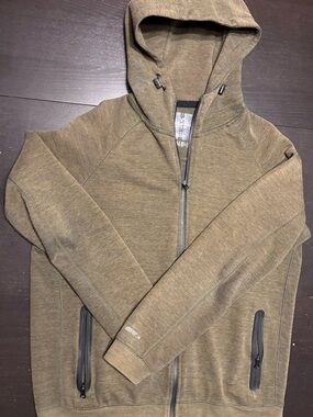 American Eagle Outfitters Olive Zip Hoodie with Active Flex